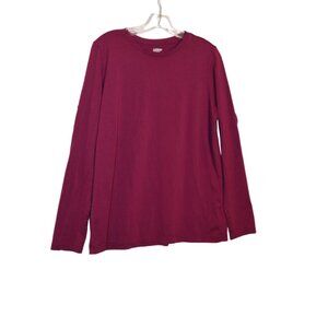 Lands' End Cotton Tee Long Sleeves Color Wine Red Women Blouse M (10-12)